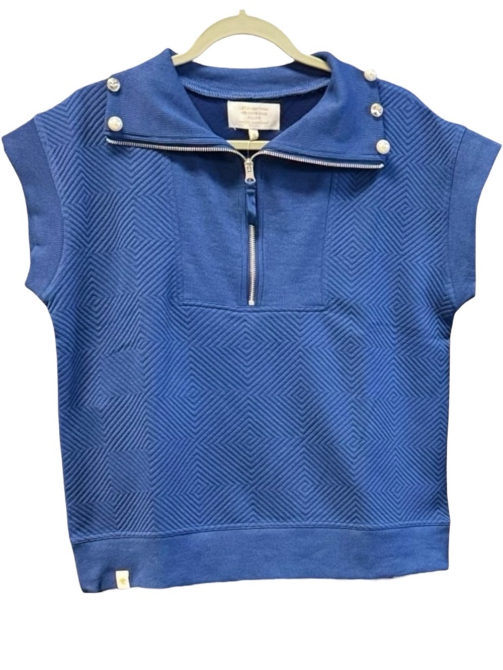 Simply Southern‎ Blue Short Sleeve Quilted Tunic with Zip S-XXL